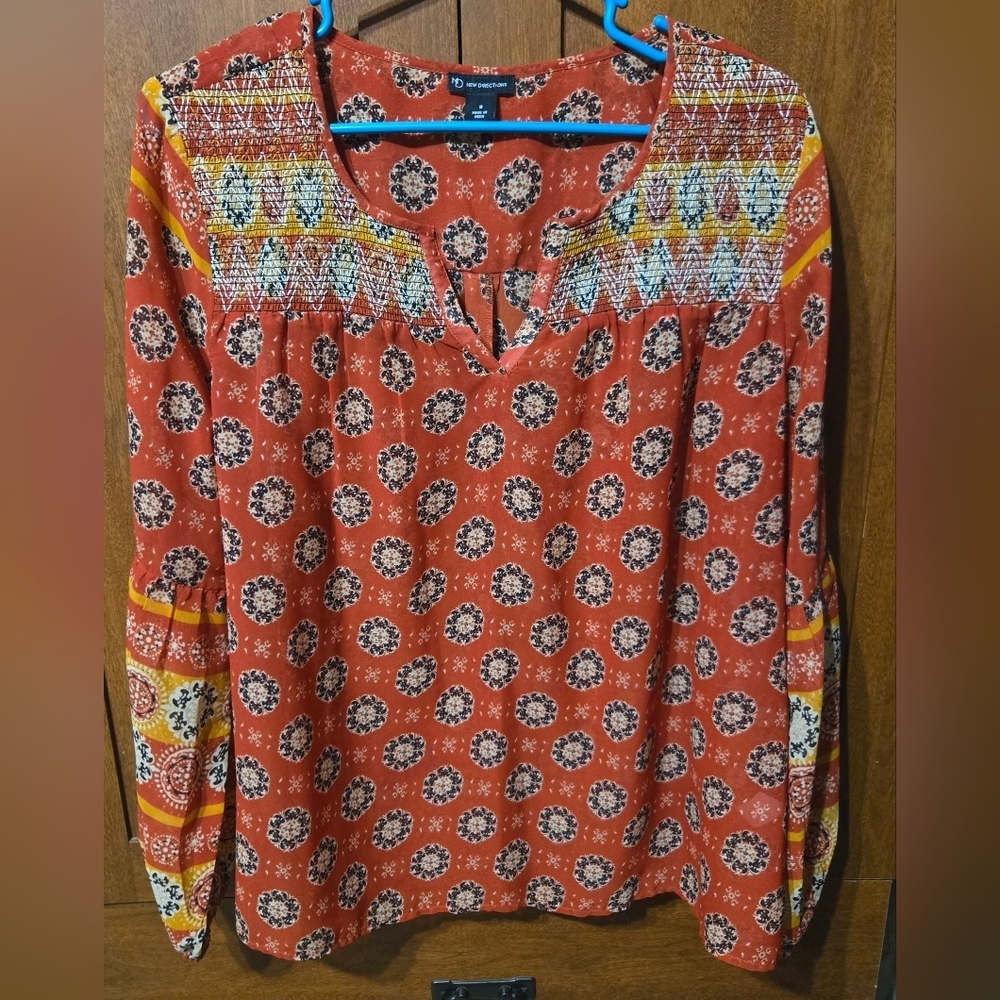 New Directions Multicolor Bohemian Blouse